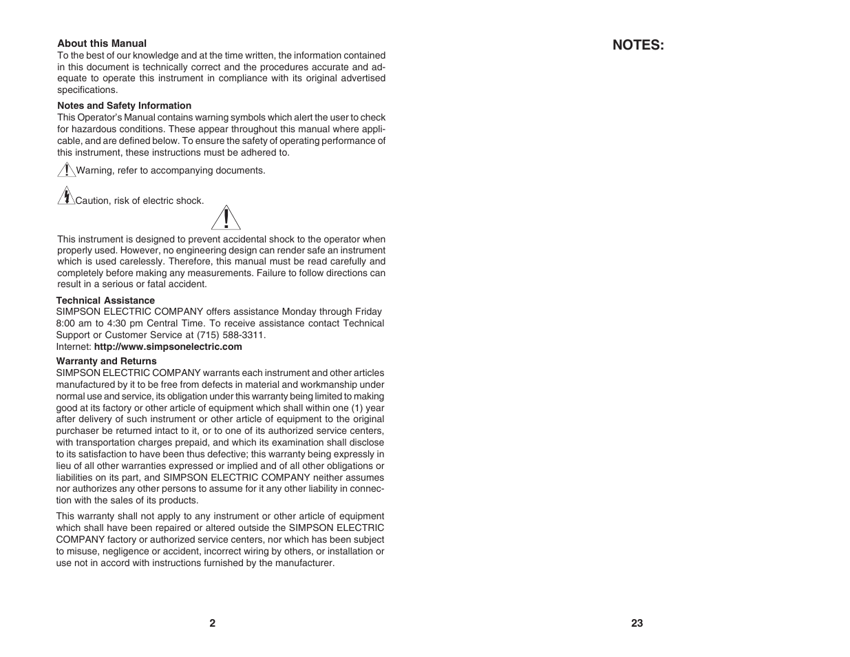 Simpson Electric H340 User Manual | Page 2 / 12