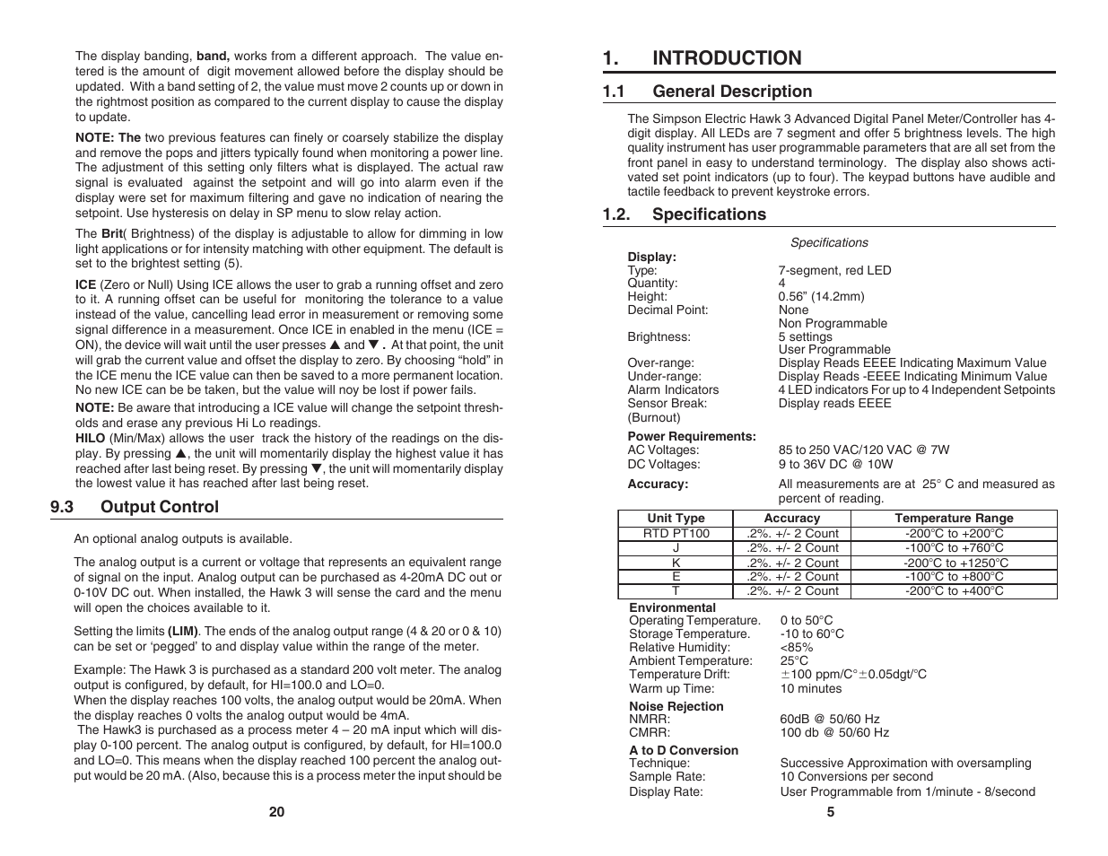 Introduction, 1 general description, Specifications | 3 output control | Simpson Electric H340 User Manual | Page 5 / 12