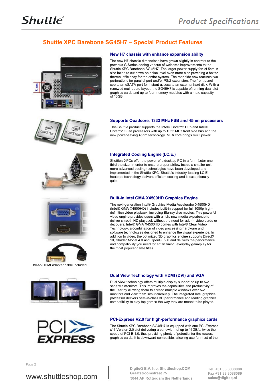 Shuttle Computer Group Shuttle xxpc Barbone SG45H7 User Manual | Page 2 / 6