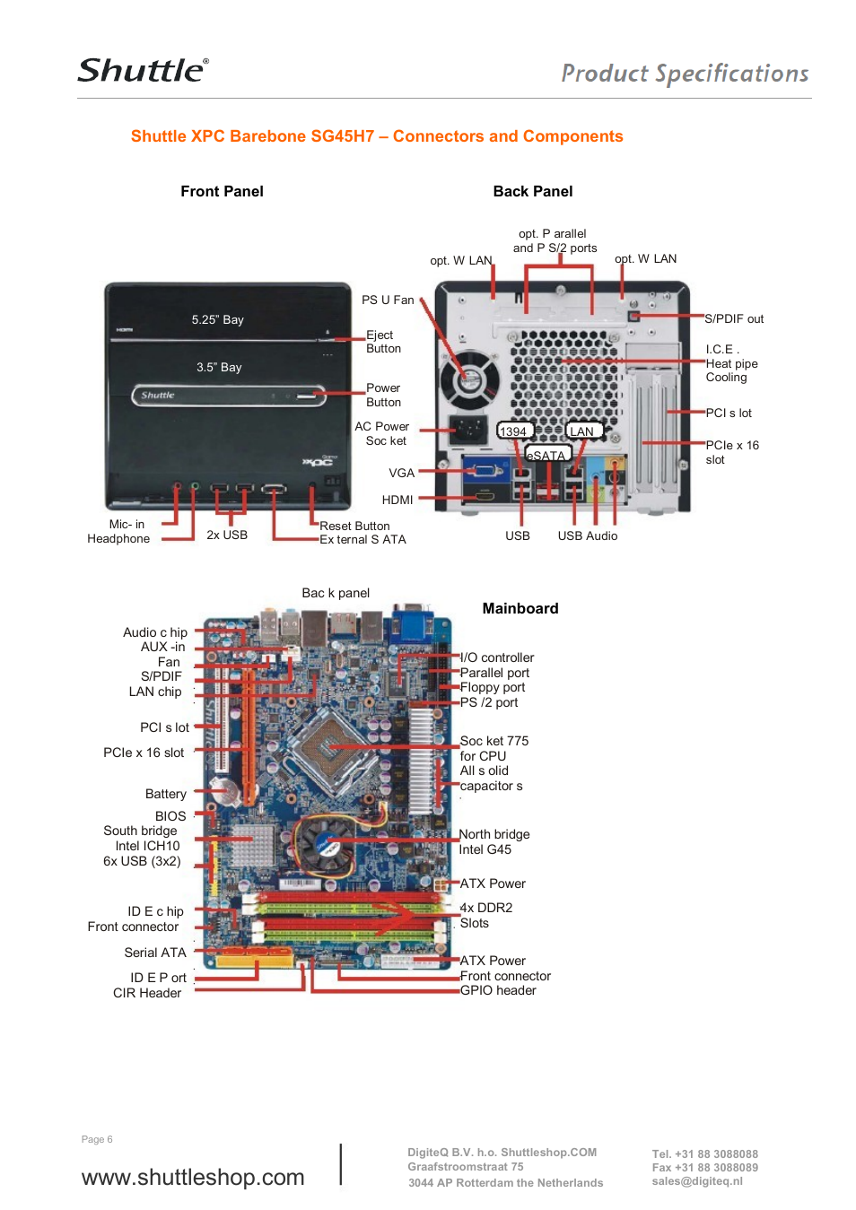 Shuttle Computer Group Shuttle xxpc Barbone SG45H7 User Manual | Page 6 / 6