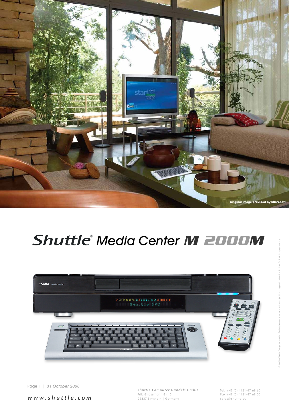 Shuttle Computer Group Shuttle Media Center M 2000M User Manual | 9 pages