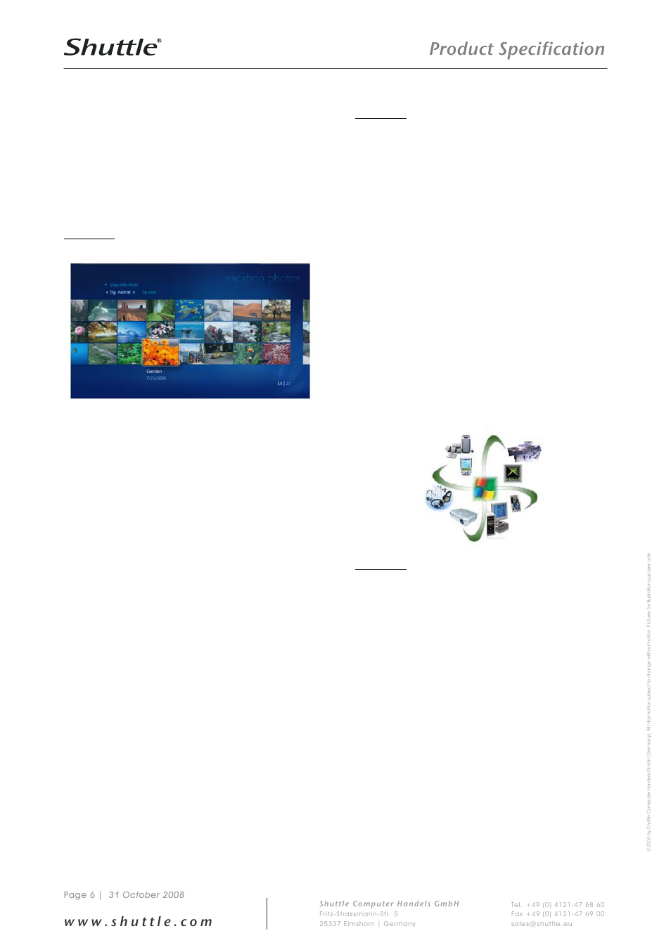 Product specification, Create, Share | Connect | Shuttle Computer Group Shuttle Media Center M 2000M User Manual | Page 6 / 9