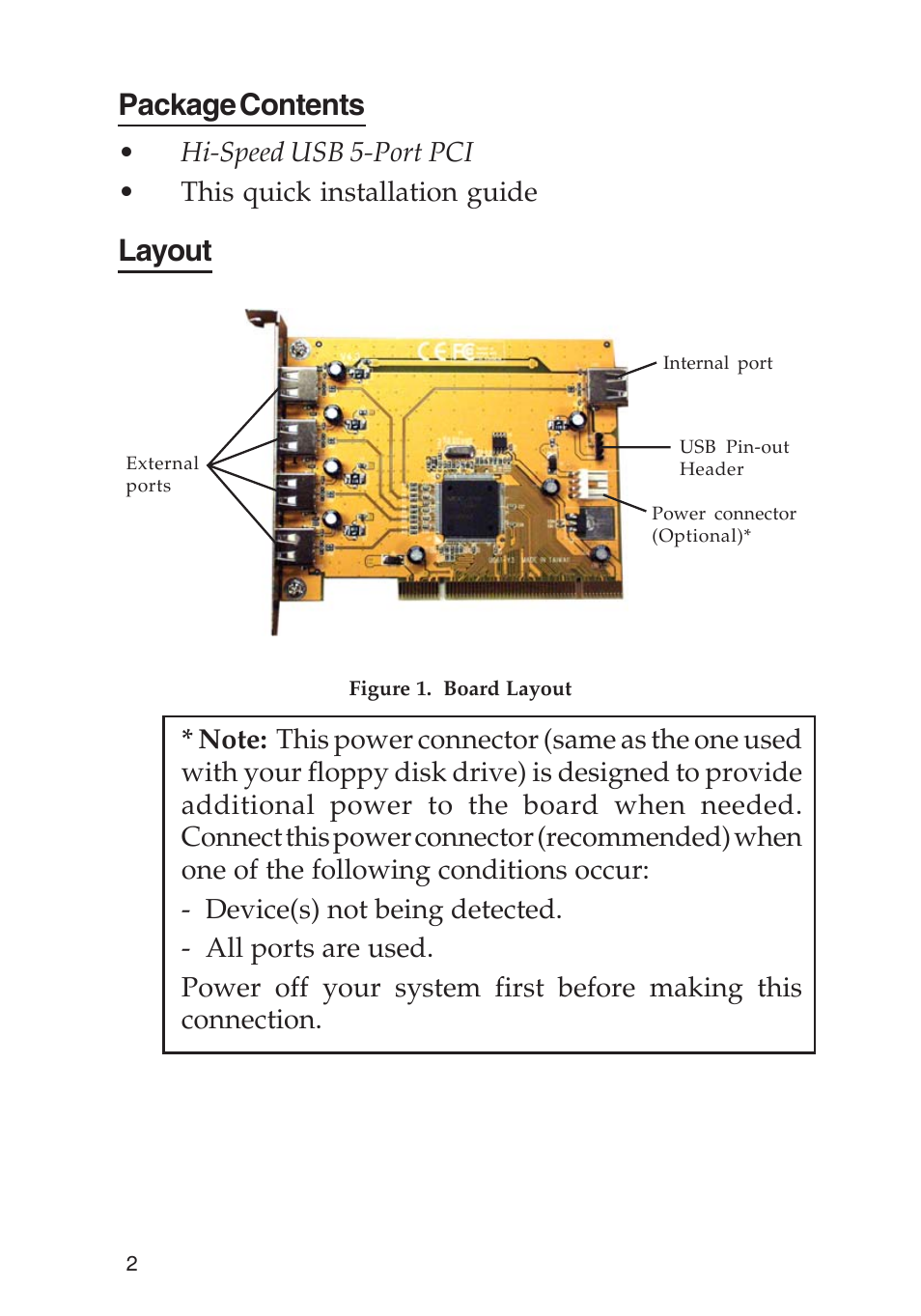 Package contents, Layout | SIIG 04-0444A User Manual | Page 2 / 8