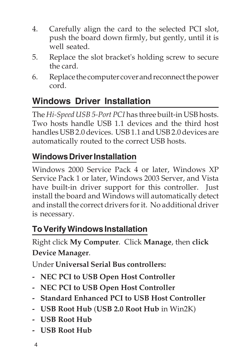 Windows driver installation | SIIG 04-0444A User Manual | Page 4 / 8