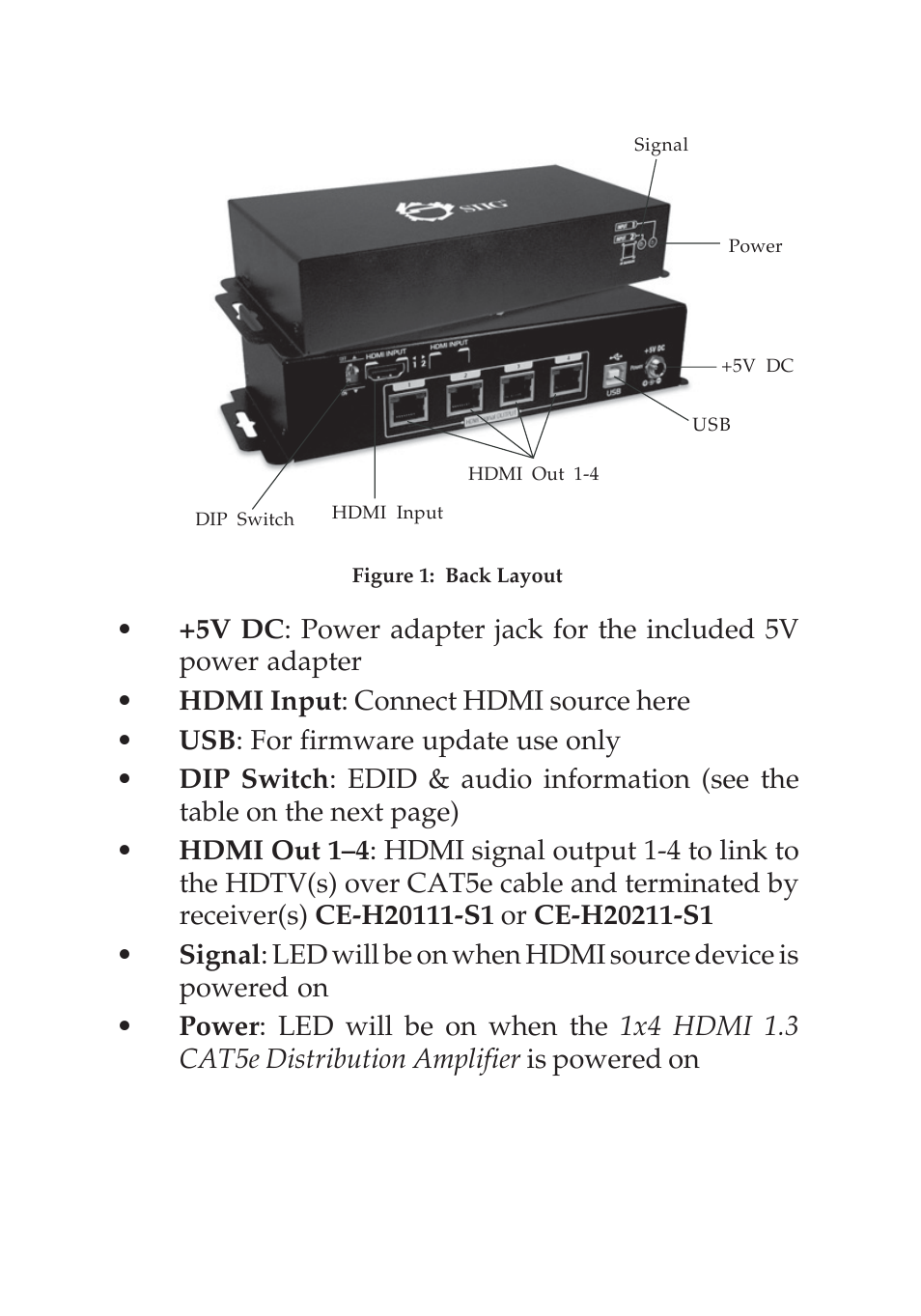 Layout | SIIG 1X4 HDMI 1.3 CAT5E User Manual | Page 2 / 8