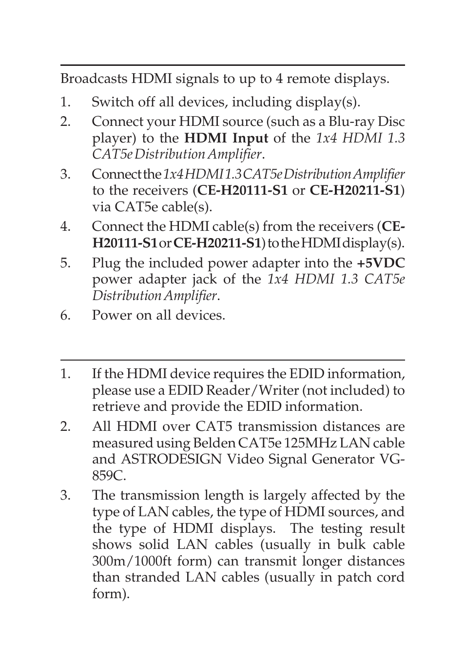 Hardware installation | SIIG 1X4 HDMI 1.3 CAT5E User Manual | Page 4 / 8