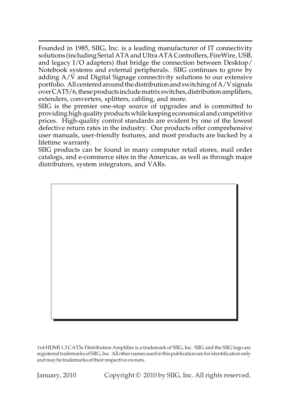 About siig, inc | SIIG 1X4 HDMI 1.3 CAT5E User Manual | Page 8 / 8