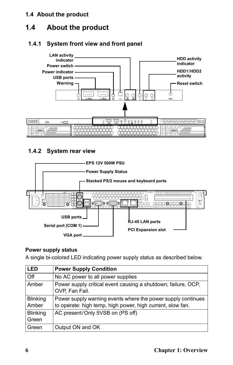 4 about the product, 1 system front view and front panel, 2 system rear view | About the product, System front view and front panel system rear view, 4 about the product 6 chapter 1: overview | SIIG Transport GX21 B5350 User Manual | Page 12 / 70