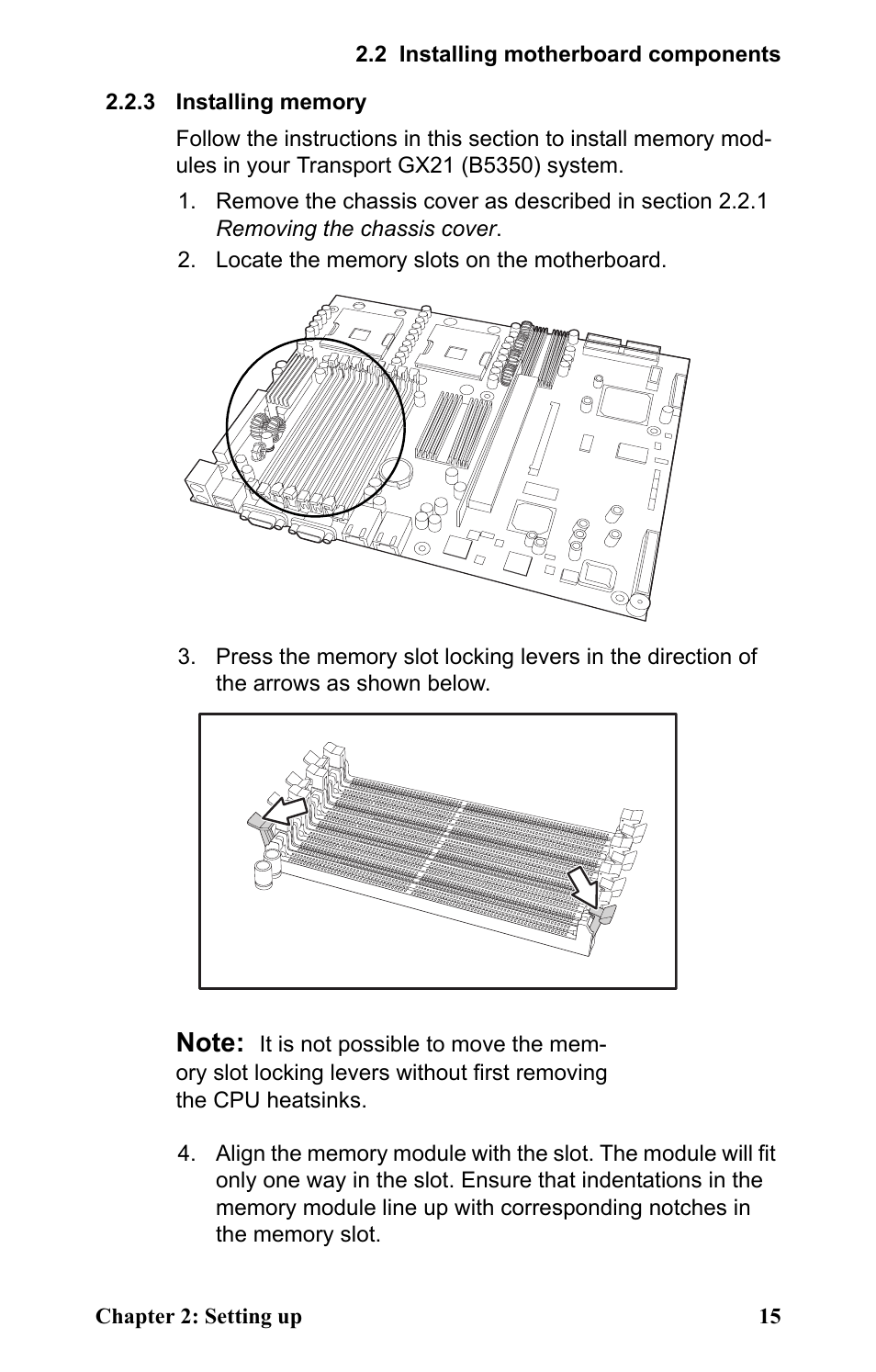 3 installing memory, Installing memory | SIIG Transport GX21 B5350 User Manual | Page 21 / 70