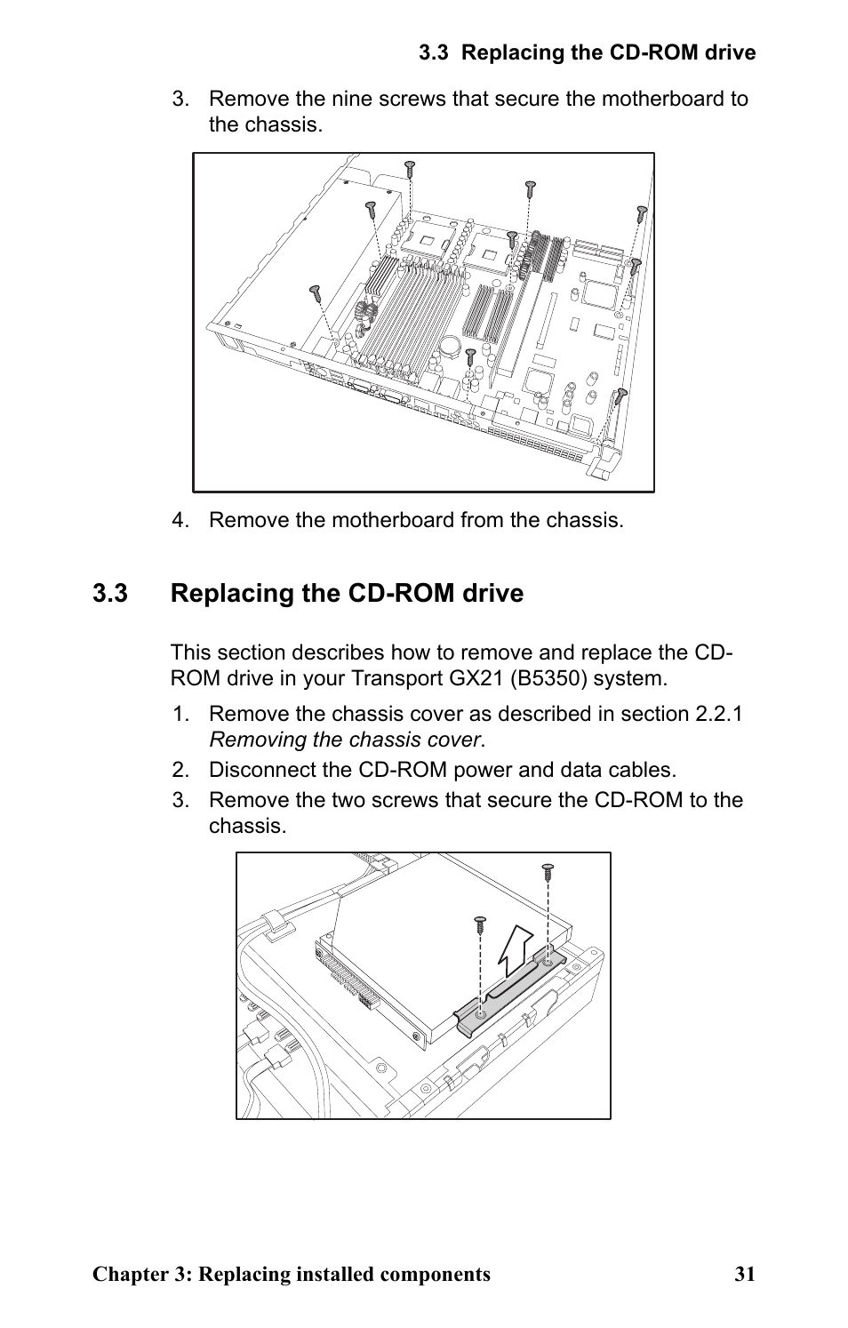 3 replacing the cd-rom drive, Replacing the cd-rom drive | SIIG Transport GX21 B5350 User Manual | Page 37 / 70