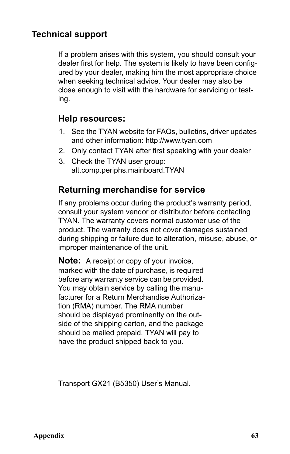 Technical support, Help resources, Returning merchandise for service | SIIG Transport GX21 B5350 User Manual | Page 69 / 70