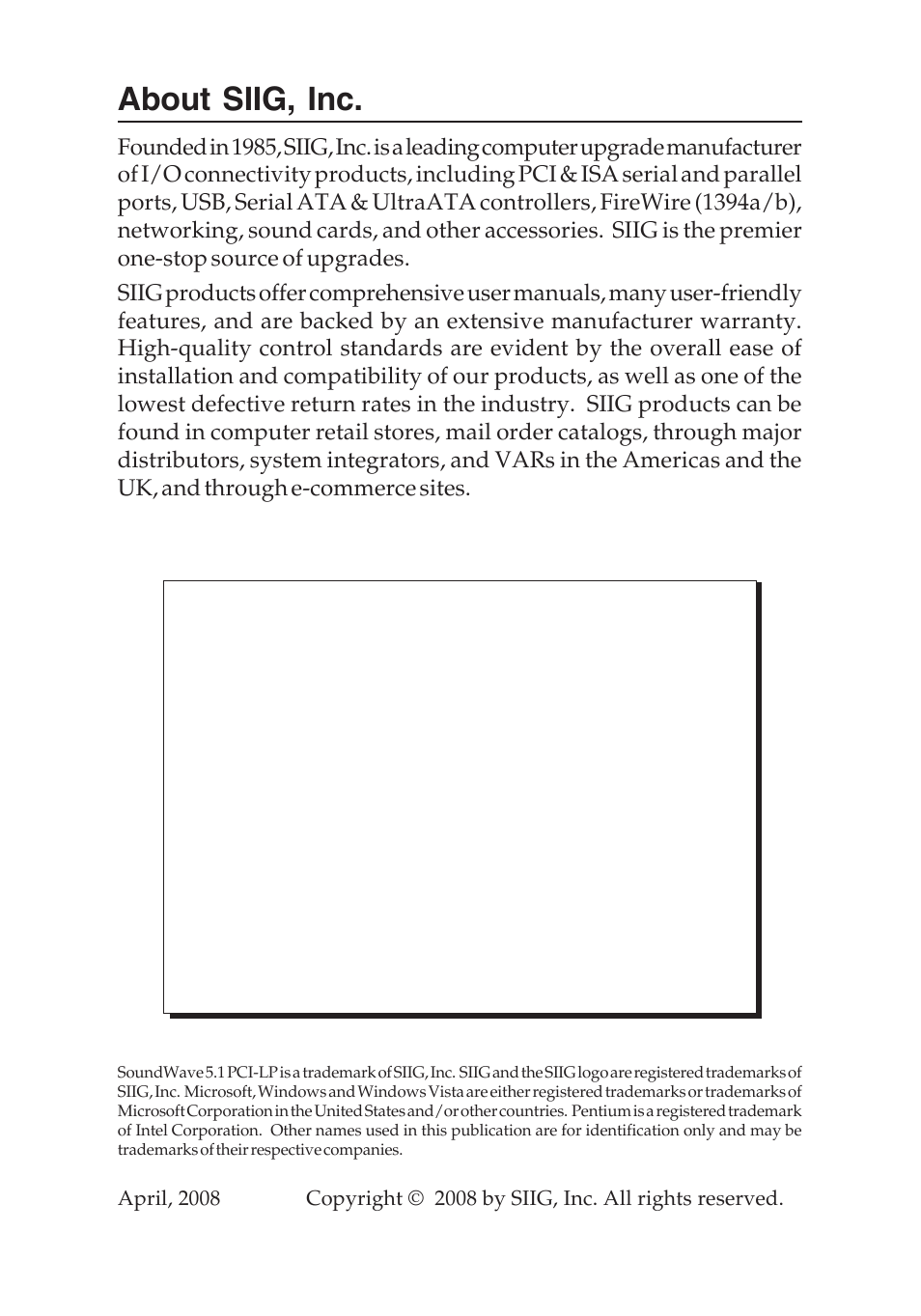 About siig, inc | SIIG 5.1 User Manual | Page 20 / 20