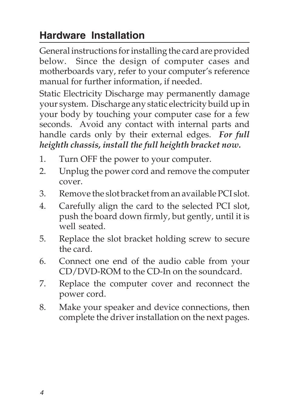 Hardware installation | SIIG 5.1 User Manual | Page 4 / 20