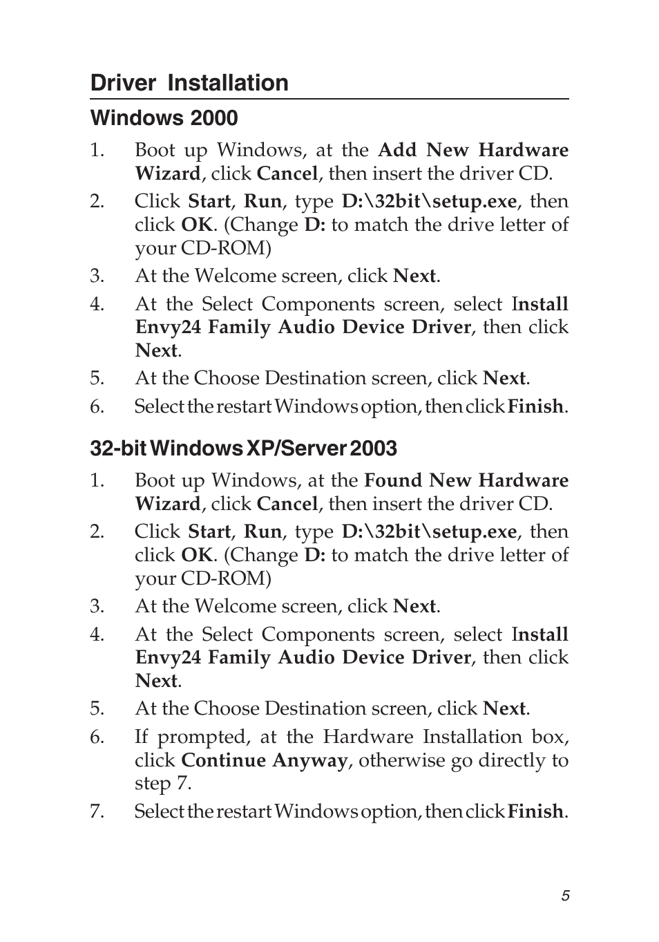 Driver installation | SIIG 5.1 User Manual | Page 5 / 20