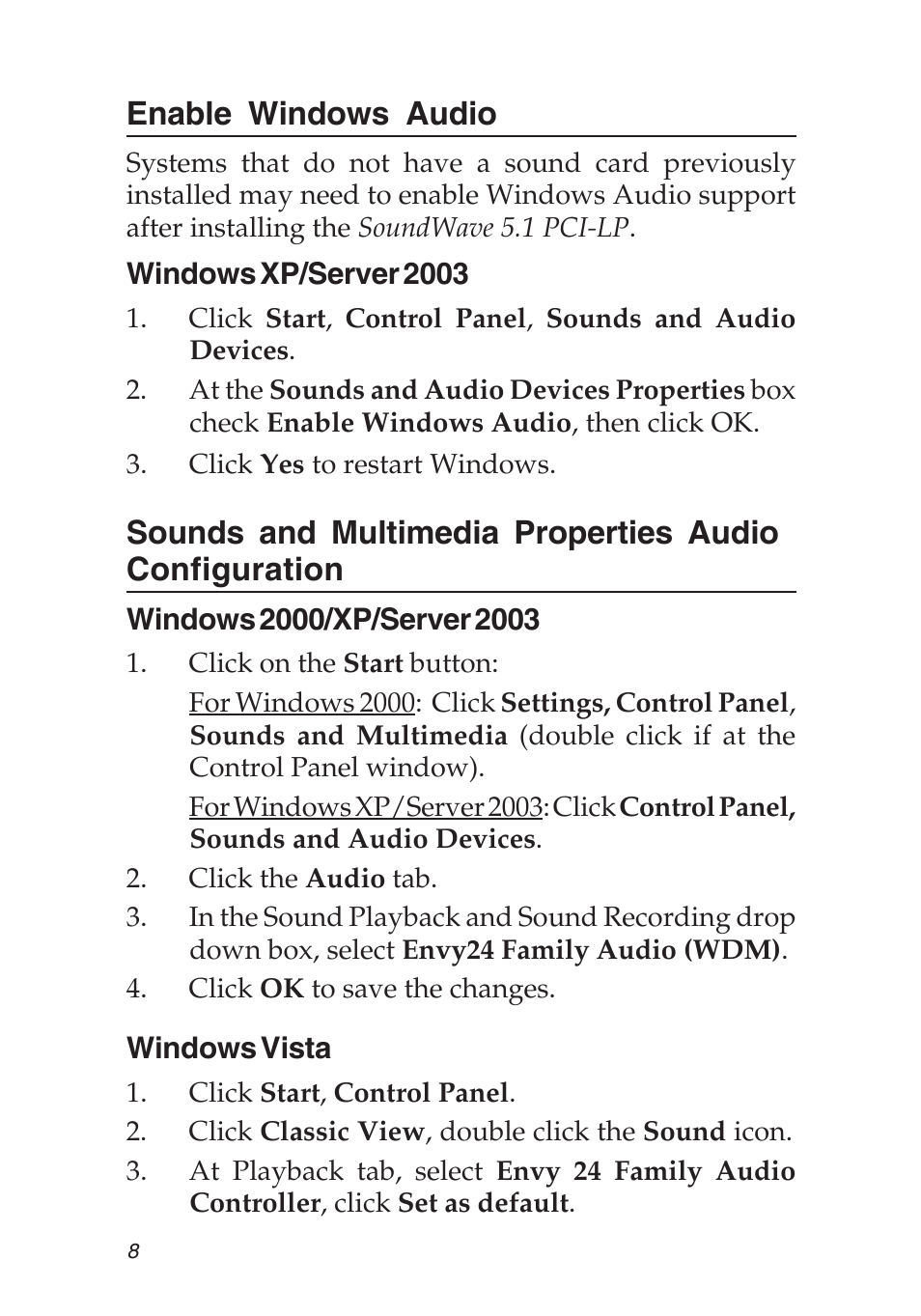 Enable windows audio | SIIG 5.1 User Manual | Page 8 / 20