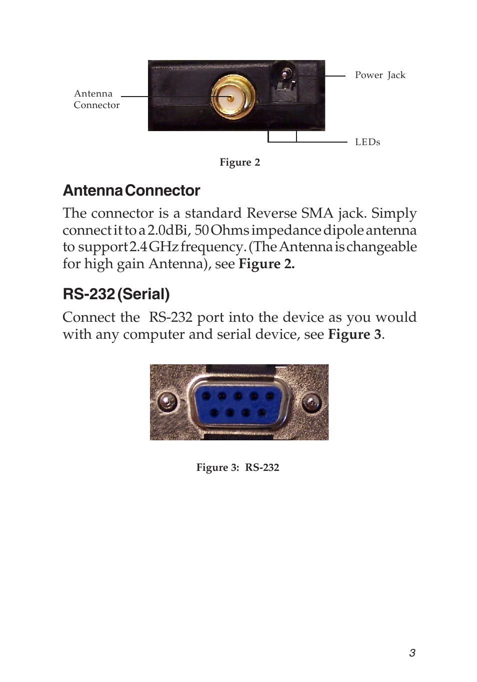 Antenna connector, Rs-232 (serial) | SIIG RS-232 User Manual | Page 3 / 12