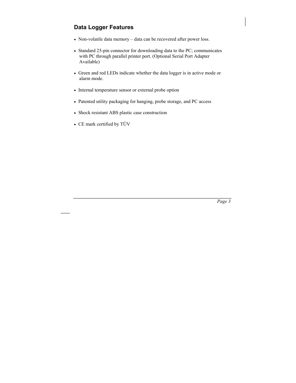 Data logger features | SIIG 101828 User Manual | Page 7 / 44