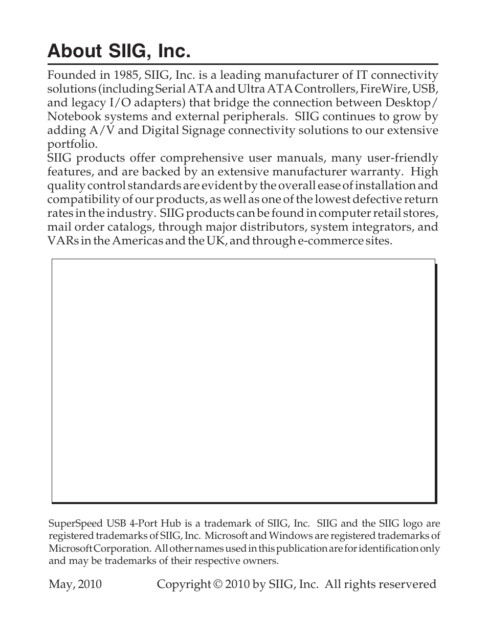 About siig, inc | SIIG 04-0625A User Manual | Page 8 / 8