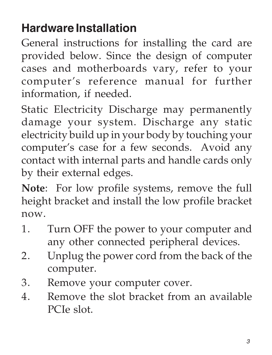 Hardware installation | SIIG FIERY 2101 User Manual | Page 3 / 8
