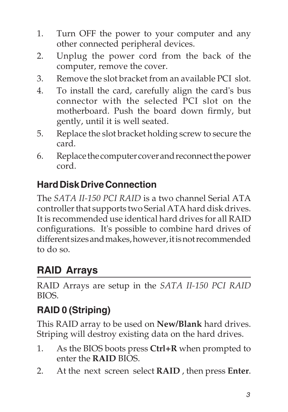 Raid arrays | SIIG SATA II-150 User Manual | Page 3 / 16