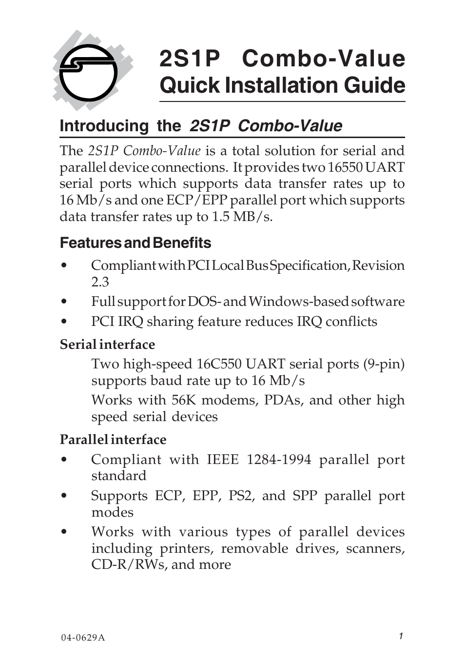 SIIG 04-0629A User Manual | 12 pages