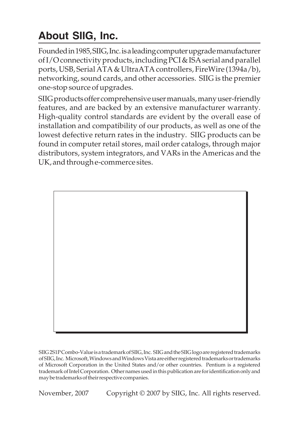 About siig, inc | SIIG 2S1P User Manual | Page 12 / 12