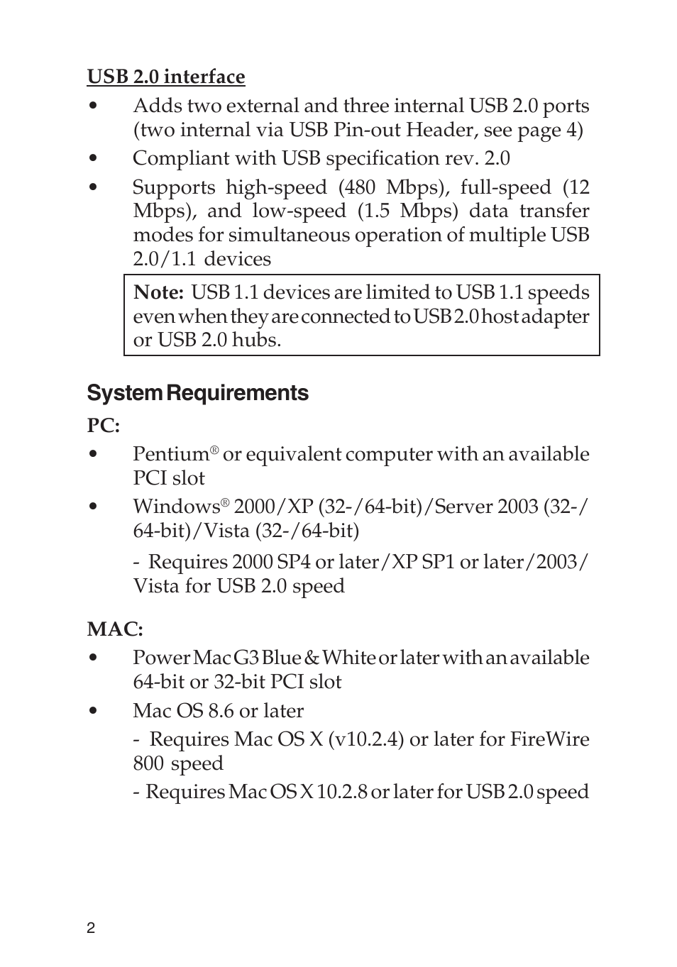 System requirements | SIIG FREEFLOW 701P48438 User Manual | Page 2 / 20