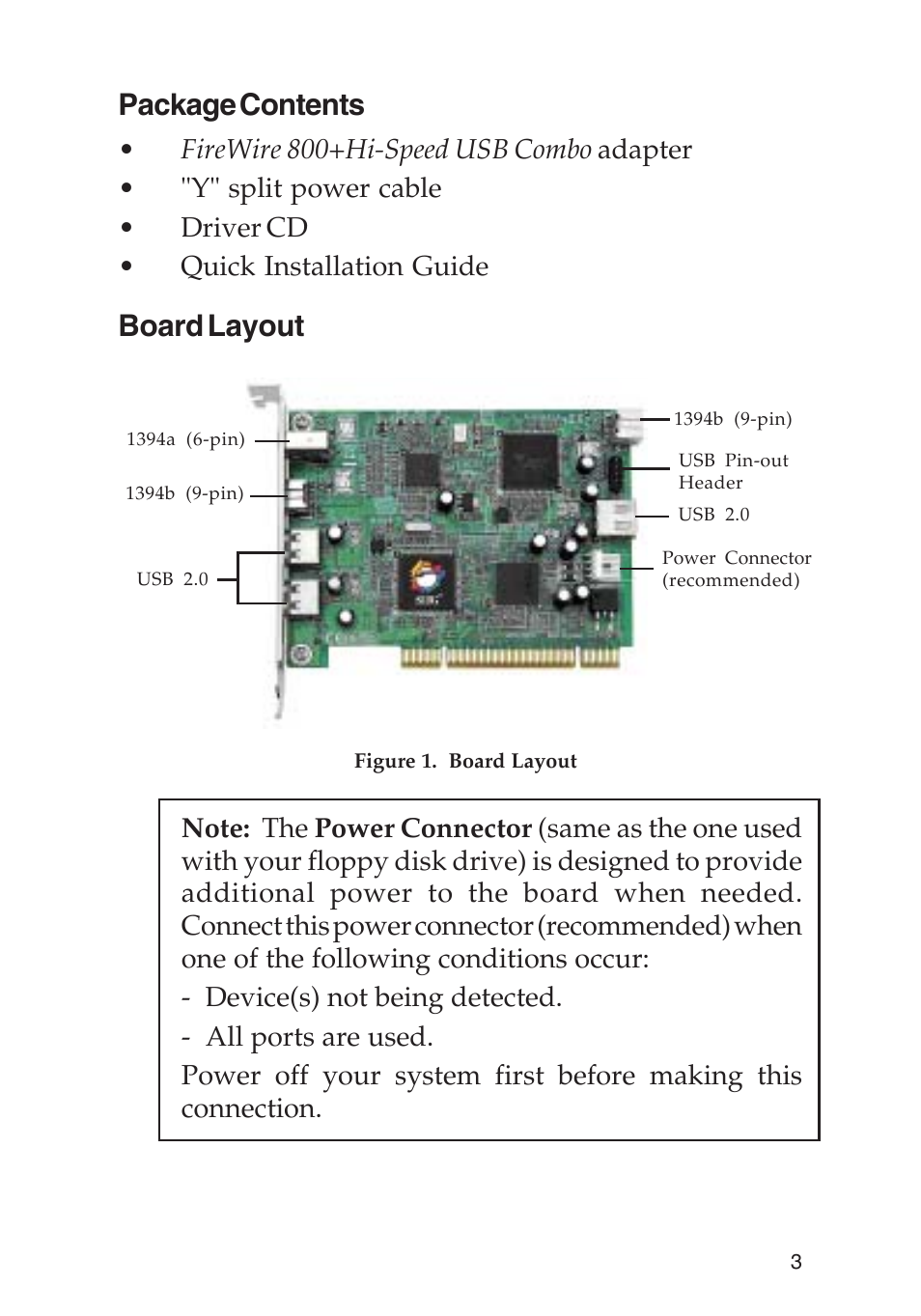 Package contents, Board layout | SIIG FREEFLOW 701P48438 User Manual | Page 3 / 20