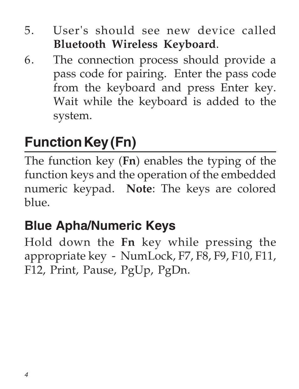 Function key (fn) | SIIG 04-0735A User Manual | Page 4 / 8