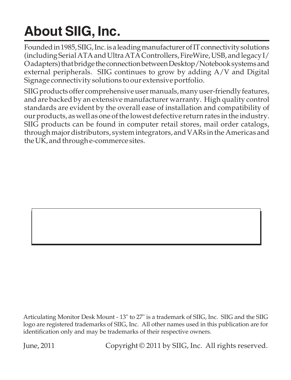 About siig, inc | SIIG 04-0680B User Manual | Page 12 / 12