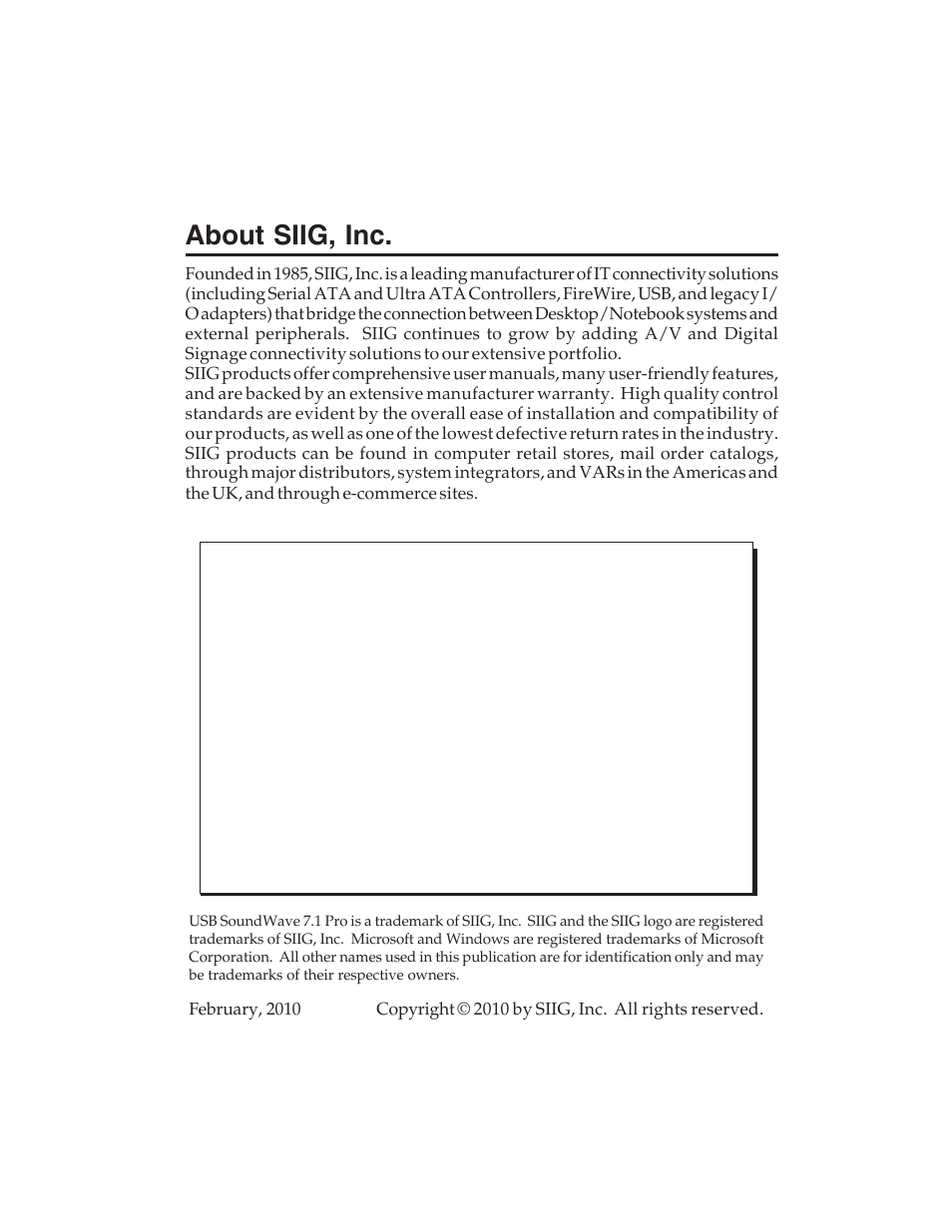 About siig, inc | SIIG 7.1 User Manual | Page 12 / 12