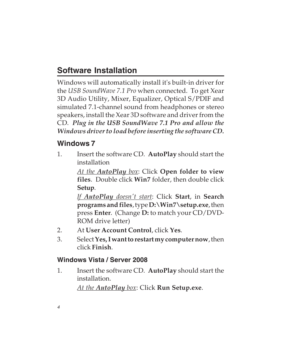 Software installation | SIIG 7.1 User Manual | Page 4 / 12