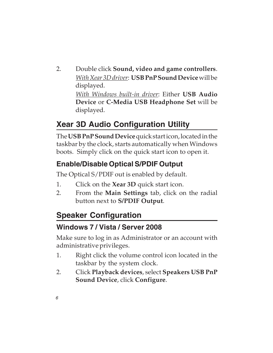 Xear 3d audio configuration utility, Speaker configuration | SIIG 7.1 User Manual | Page 6 / 12