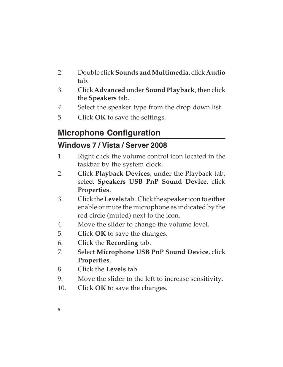 Microphone configuration | SIIG 7.1 User Manual | Page 8 / 12