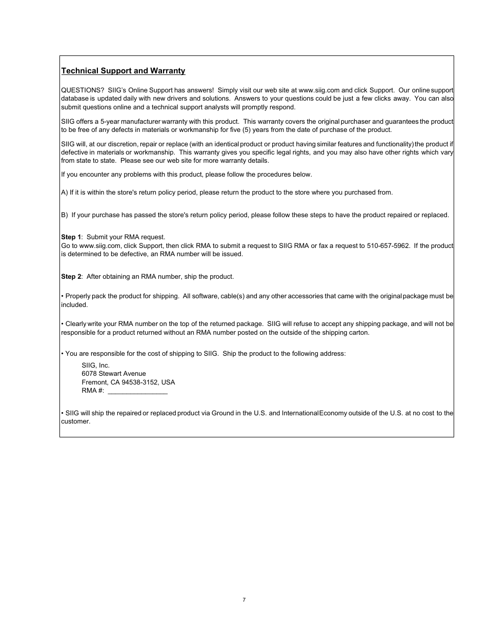 SIIG 04-0528C User Manual | Page 7 / 8