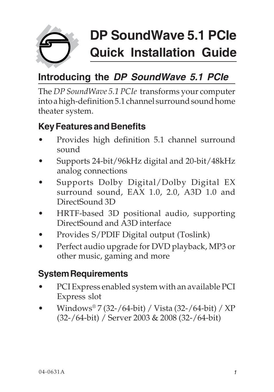 SIIG 04-0631A User Manual | 20 pages