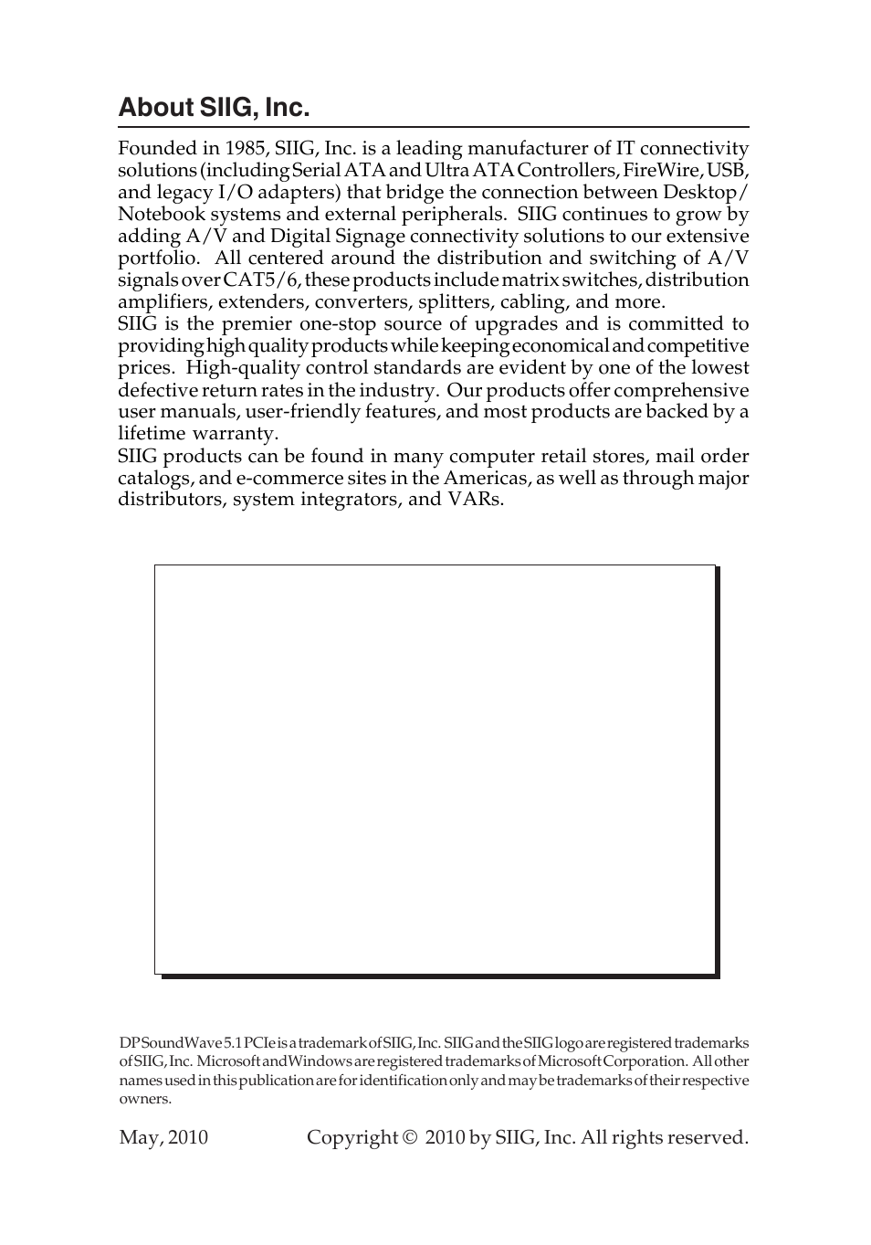 About siig, inc | SIIG 04-0631A User Manual | Page 20 / 20