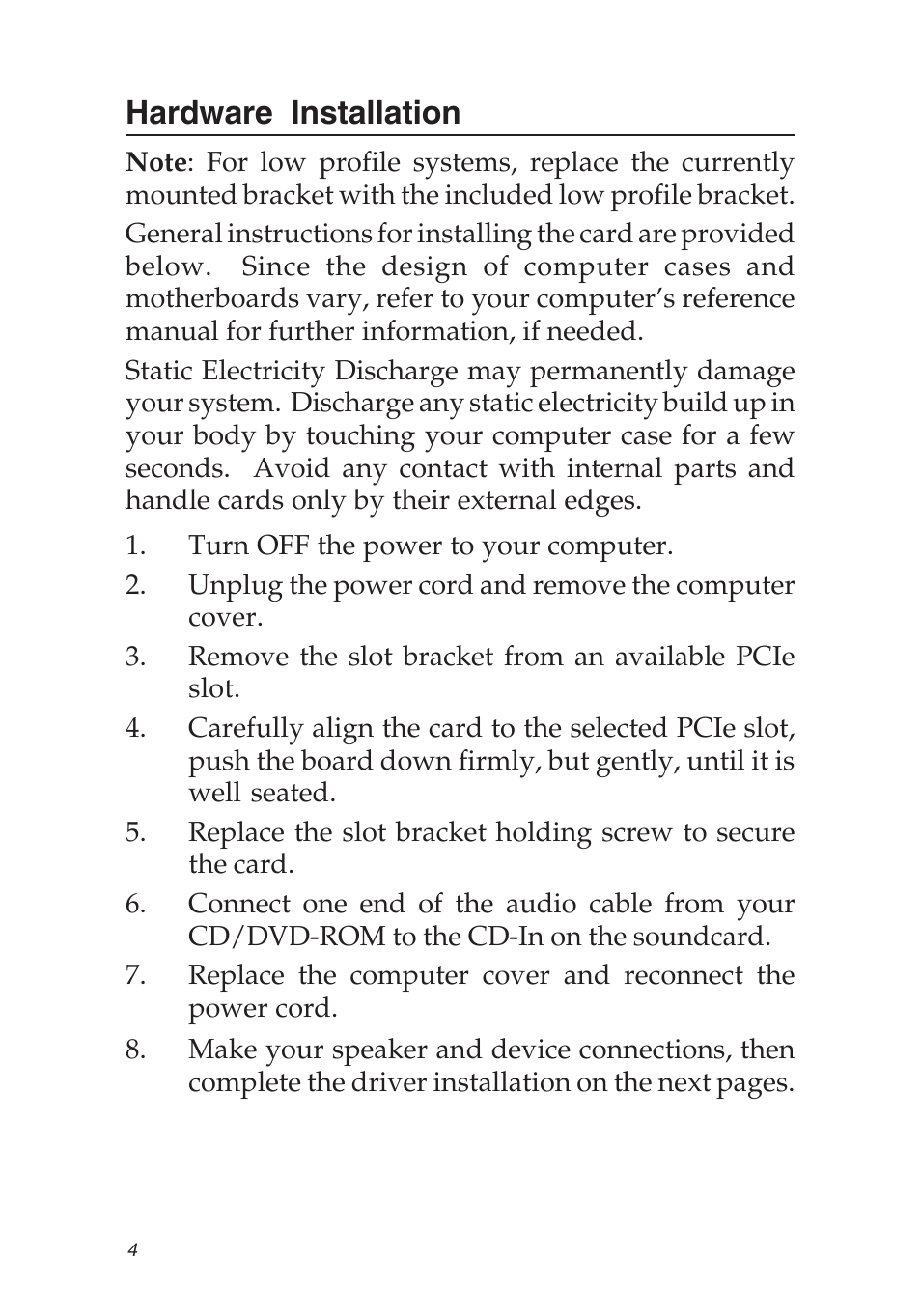 Hardware installation | SIIG 04-0631A User Manual | Page 4 / 20