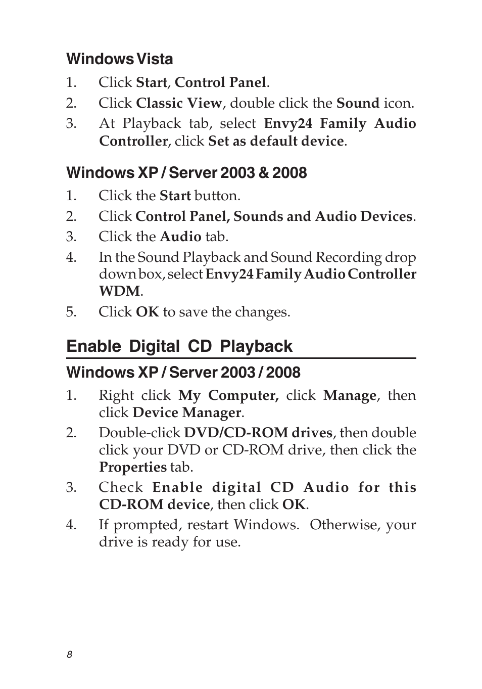 Enable digital cd playback | SIIG 04-0631A User Manual | Page 8 / 20