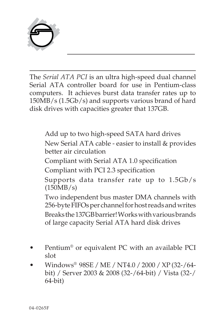 SIIG 04-0265F User Manual | 16 pages