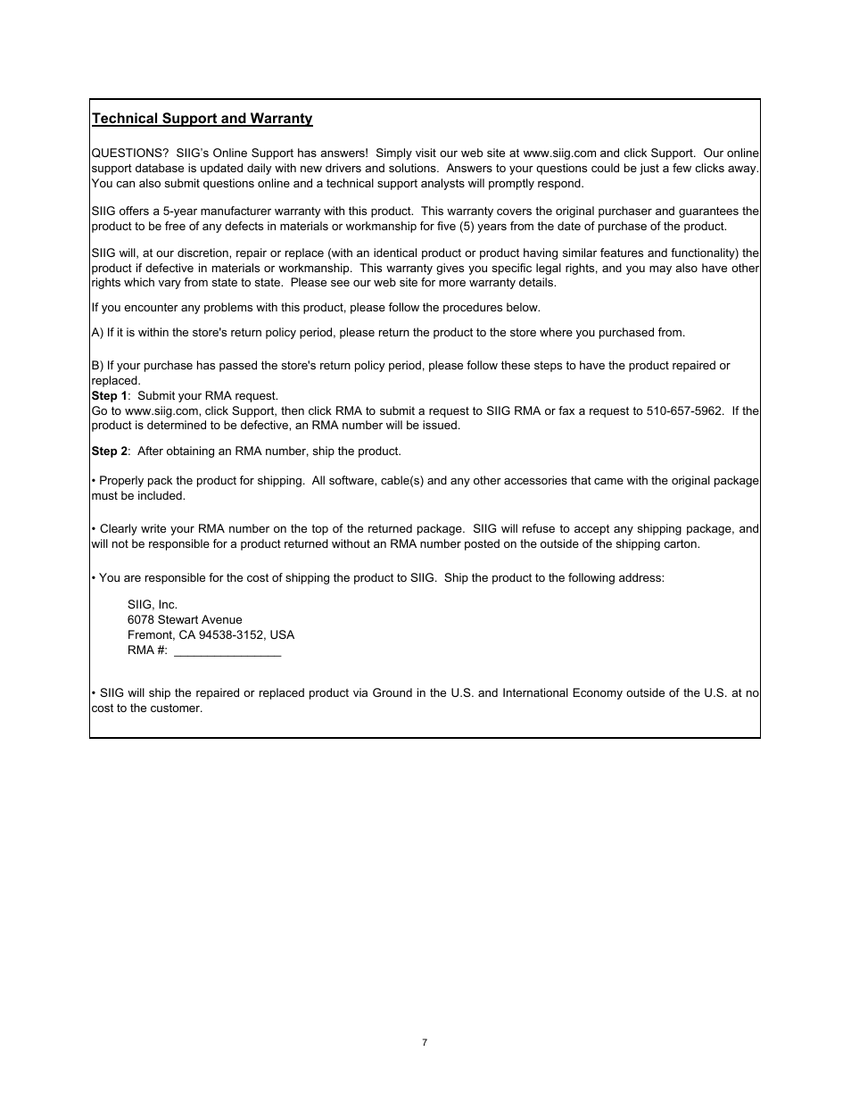 SIIG 04-0676A User Manual | Page 7 / 8