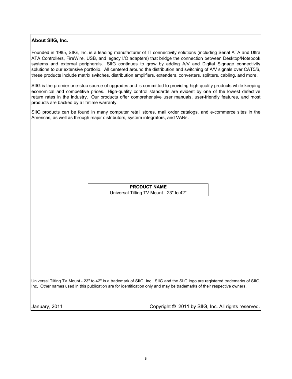 SIIG 04-0676A User Manual | Page 8 / 8