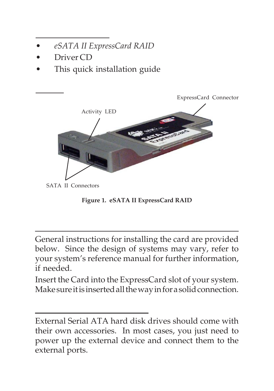 Hardware installation, Package contents, Layout | External device connection | SIIG 04-0418A User Manual | Page 2 / 20