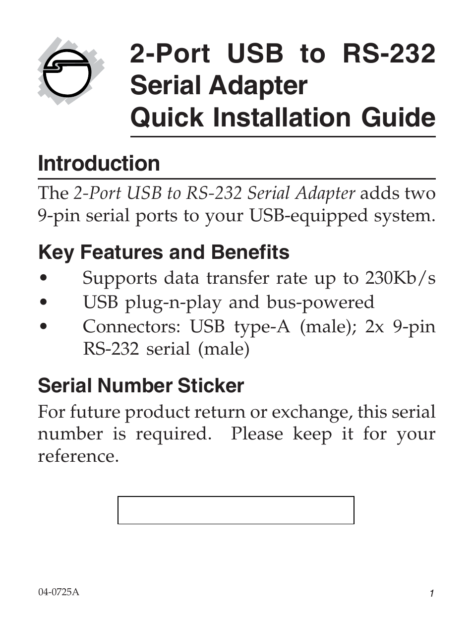 SIIG 04-0725A User Manual | 12 pages