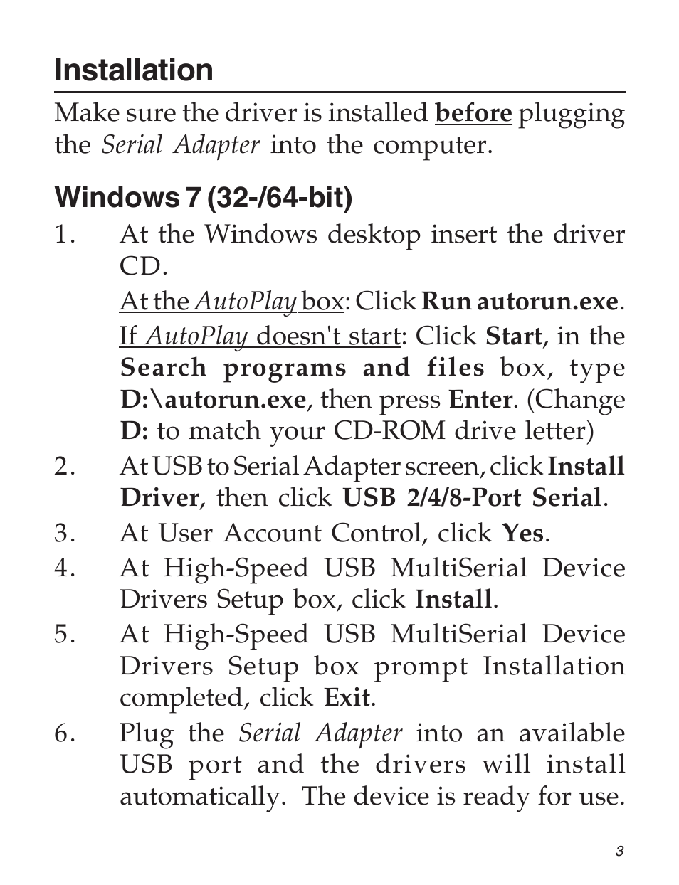 Installation | SIIG 04-0725A User Manual | Page 3 / 12