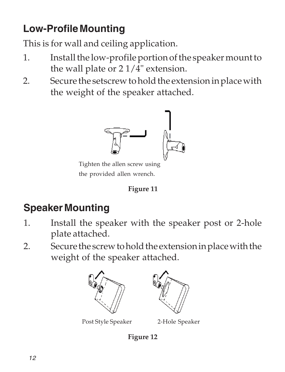 Low-profile mounting, Speaker mounting | SIIG 04-0600B User Manual | Page 12 / 16