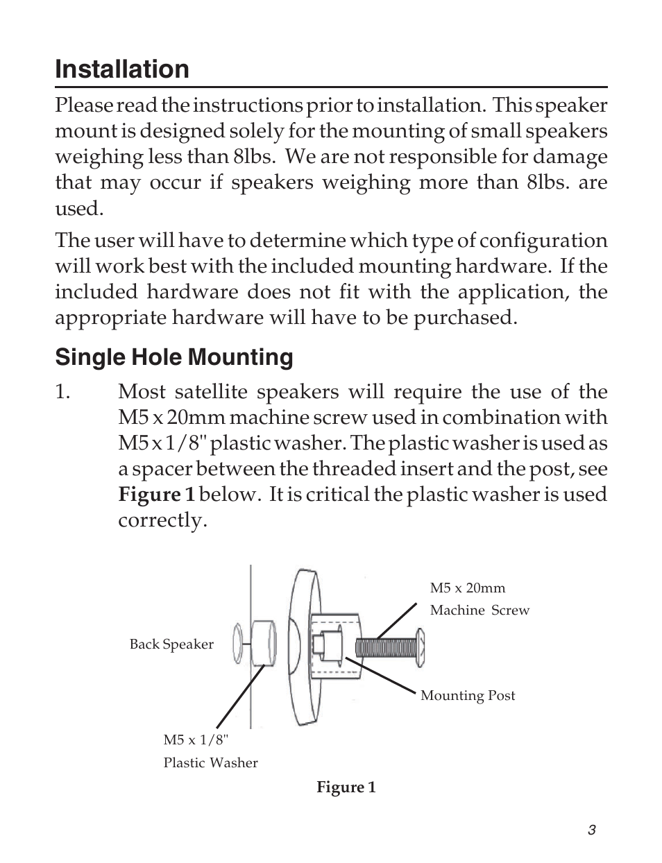 Installation, Single hole mounting | SIIG 04-0600B User Manual | Page 3 / 16