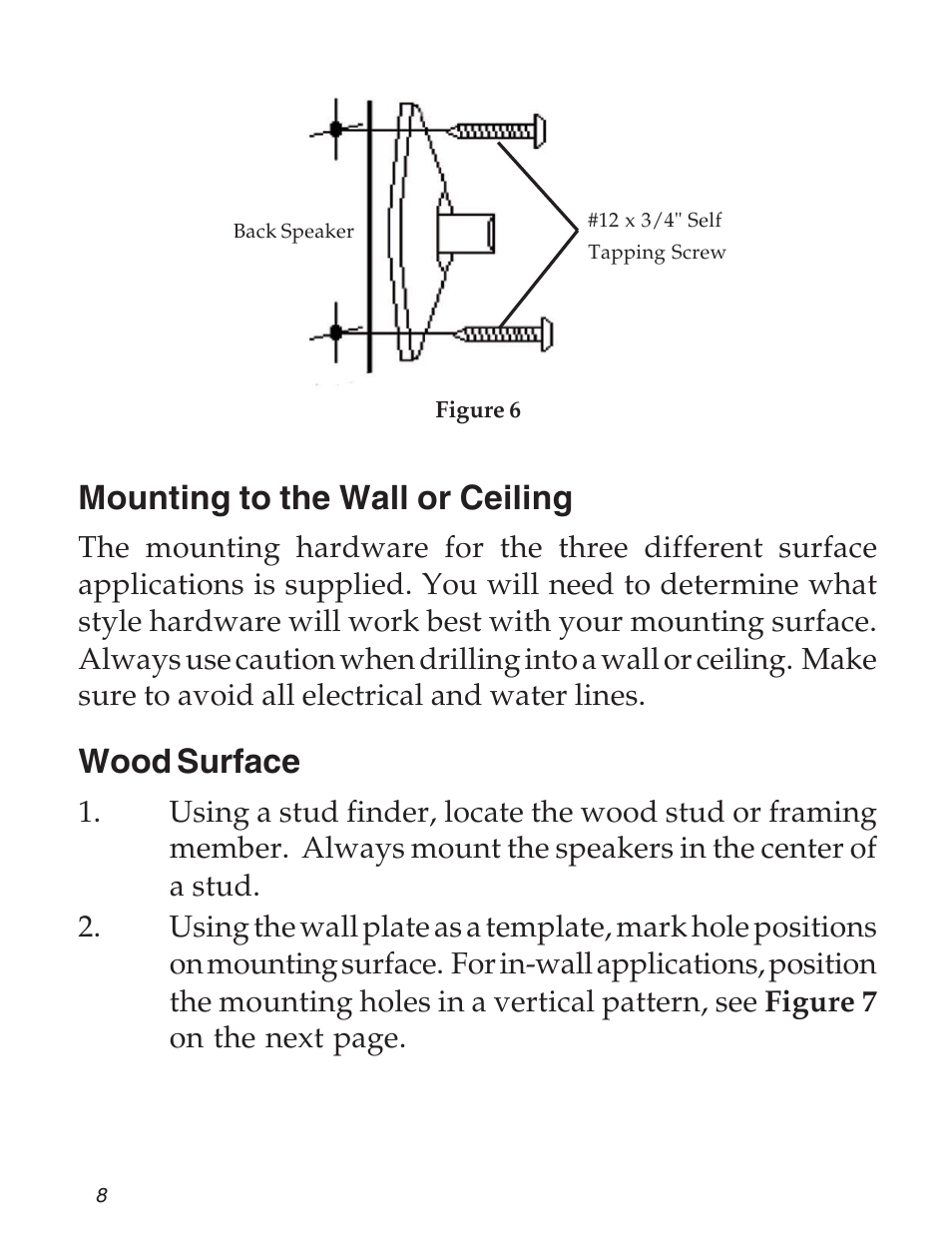 Mounting to the wall or ceiling, Wood surface | SIIG 04-0600B User Manual | Page 8 / 16