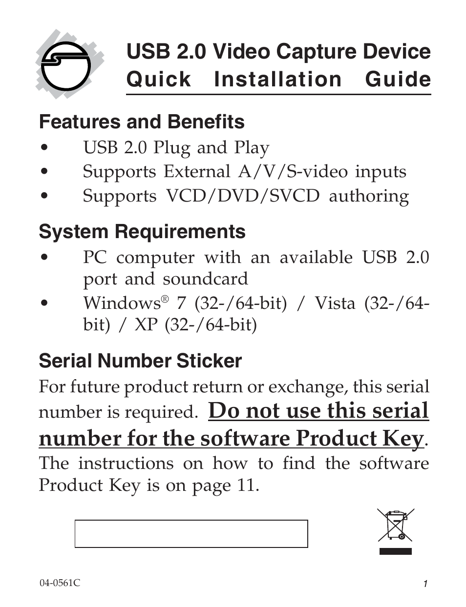 SIIG 104-0561C User Manual | 12 pages