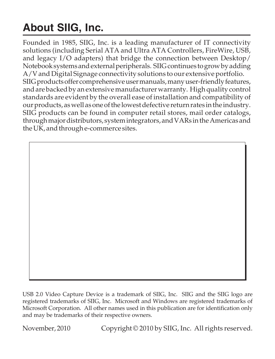 About siig, inc | SIIG 104-0561C User Manual | Page 12 / 12